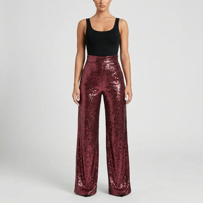 Glamrix | High-Waist Sequin Wide-Leg Trousers