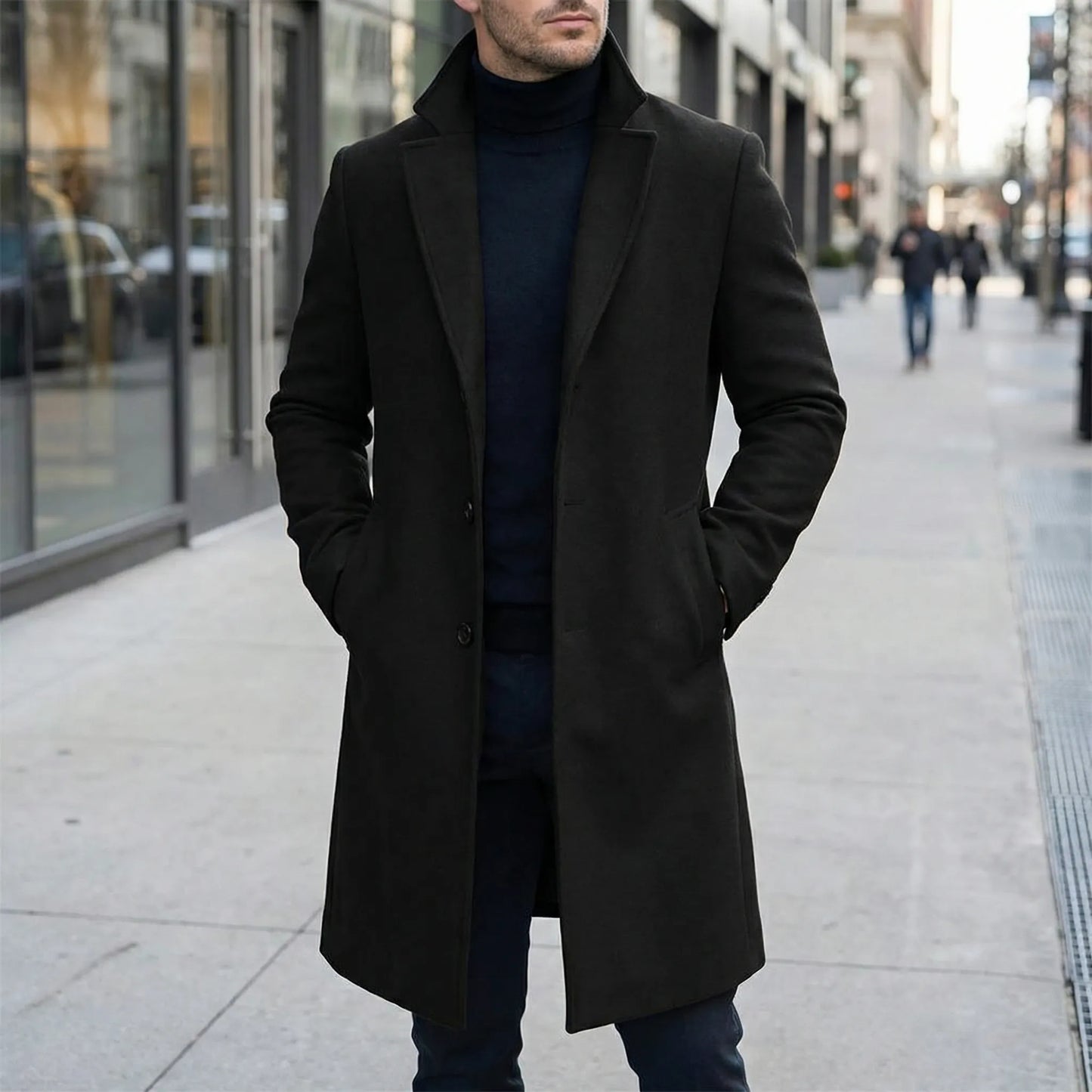 Greyfeld - Long Single-Breasted Tailored Overcoat