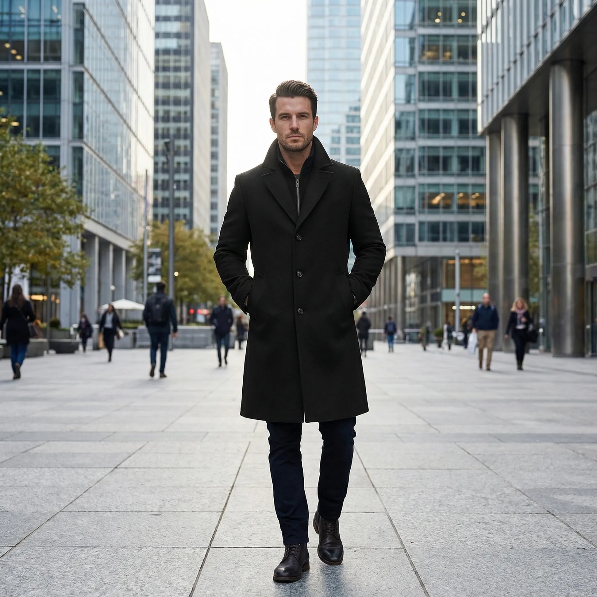 Greyfeld - Long Single-Breasted Tailored Overcoat