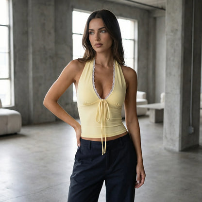 Haltreva | Slim Fit Halter Neck Crop Top