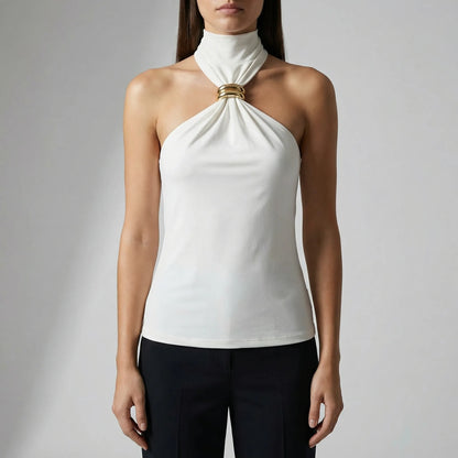 Haltrova | Slim Fit Asymmetric Halter Top