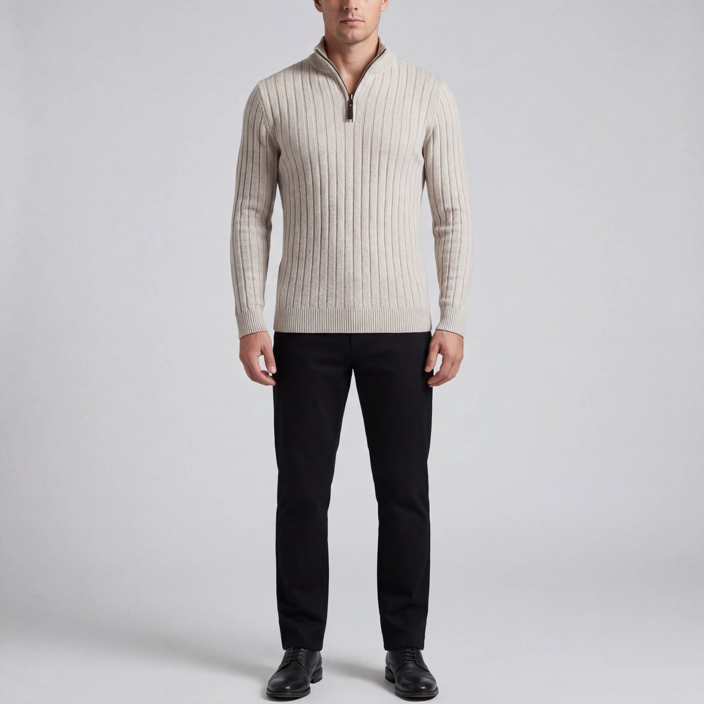 Halvrik - Half-Zip Ribbed Knit Sweater