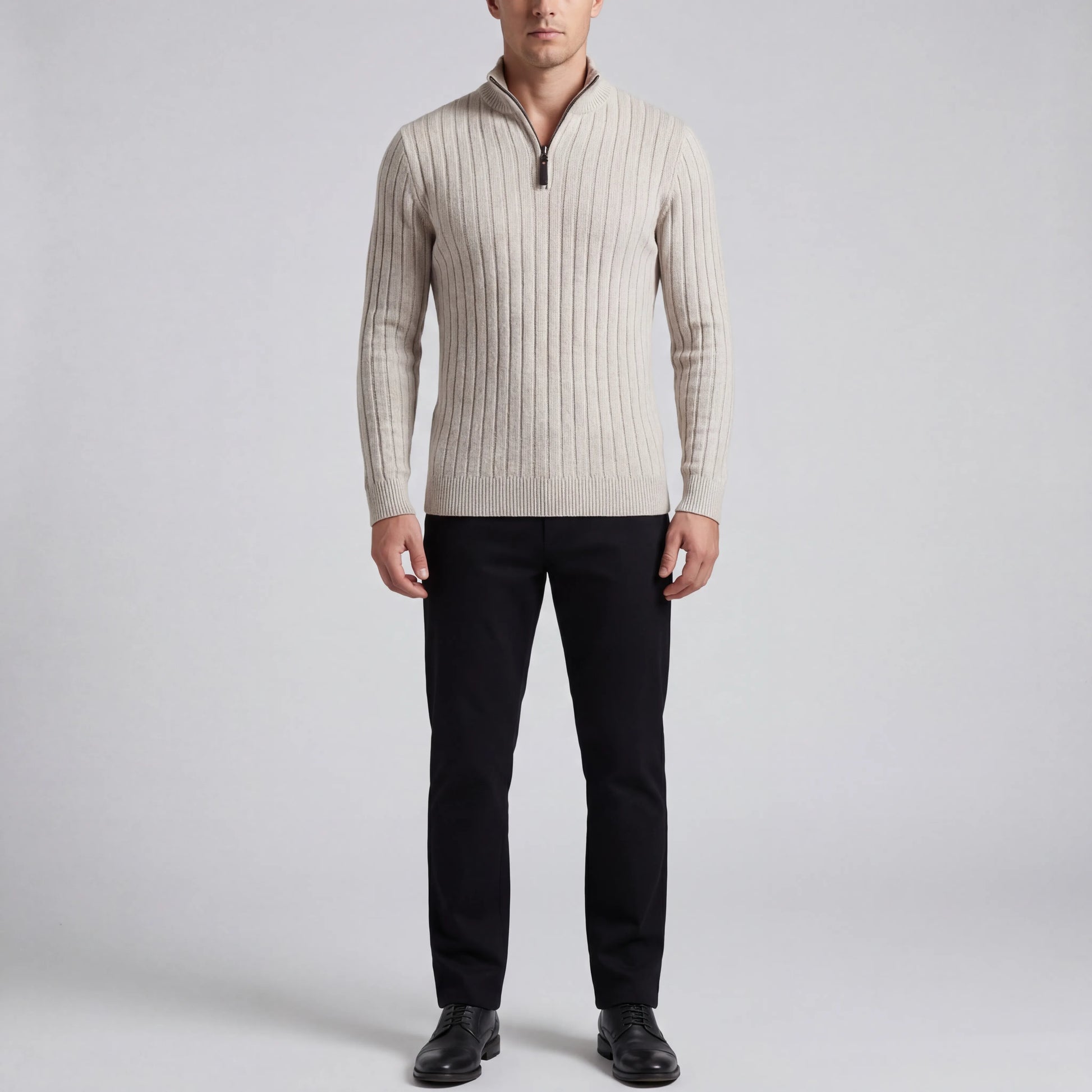 Halvrik - Half-Zip Ribbed Knit Sweater