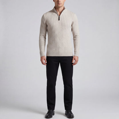 Halvrik - Half-Zip Ribbed Knit Sweater