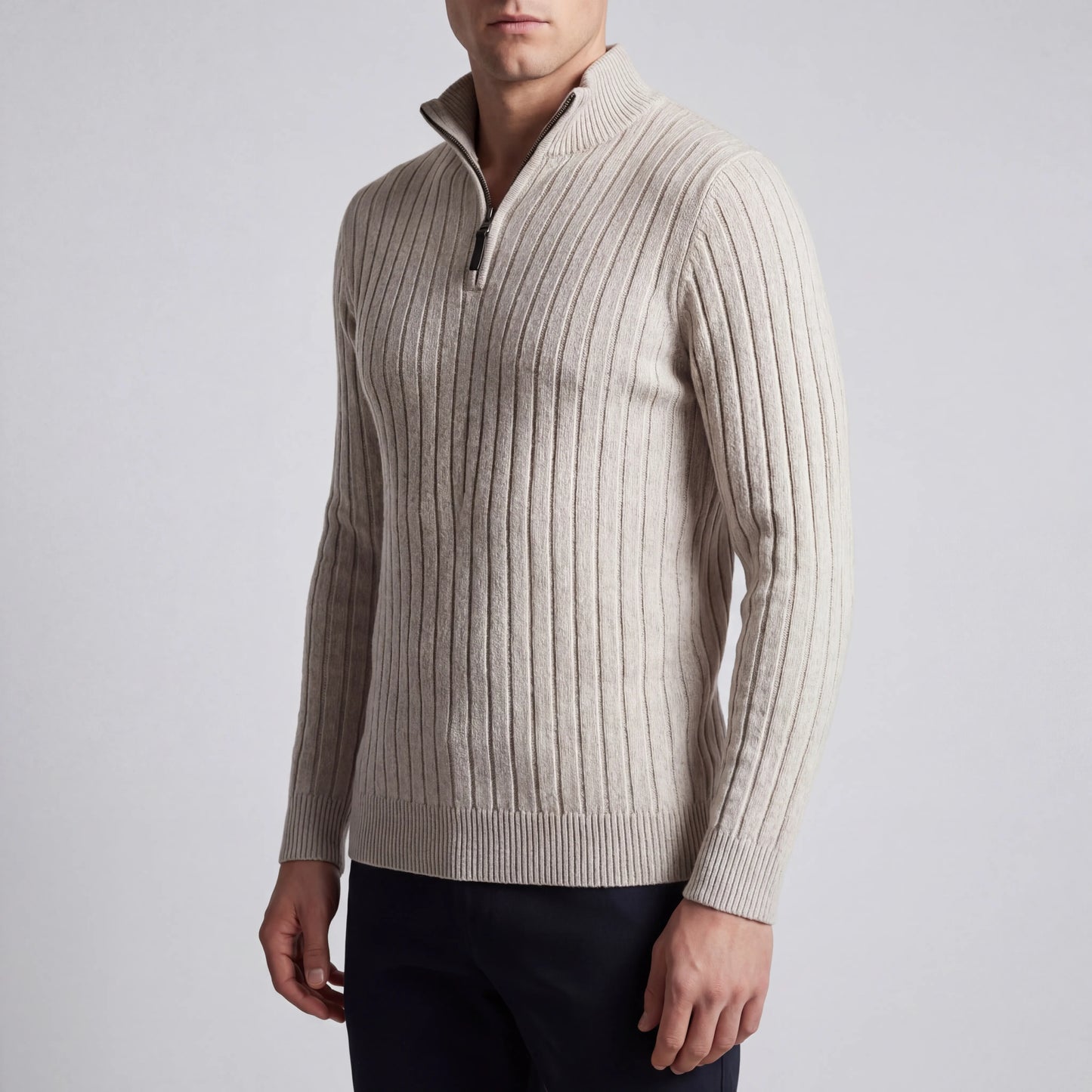 Halvrik - Half-Zip Ribbed Knit Sweater