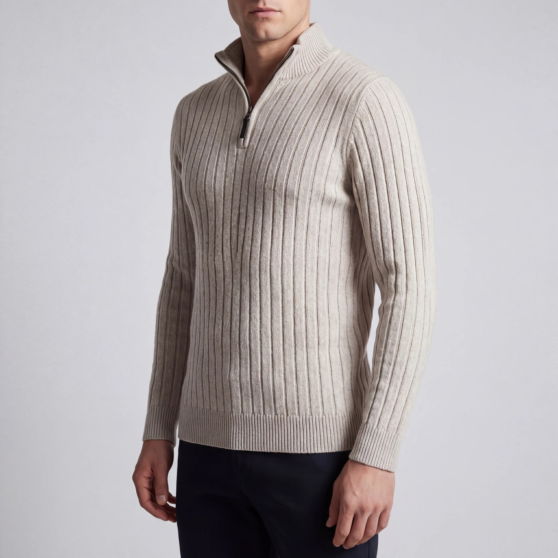 Halvrik - Half-Zip Ribbed Knit Sweater