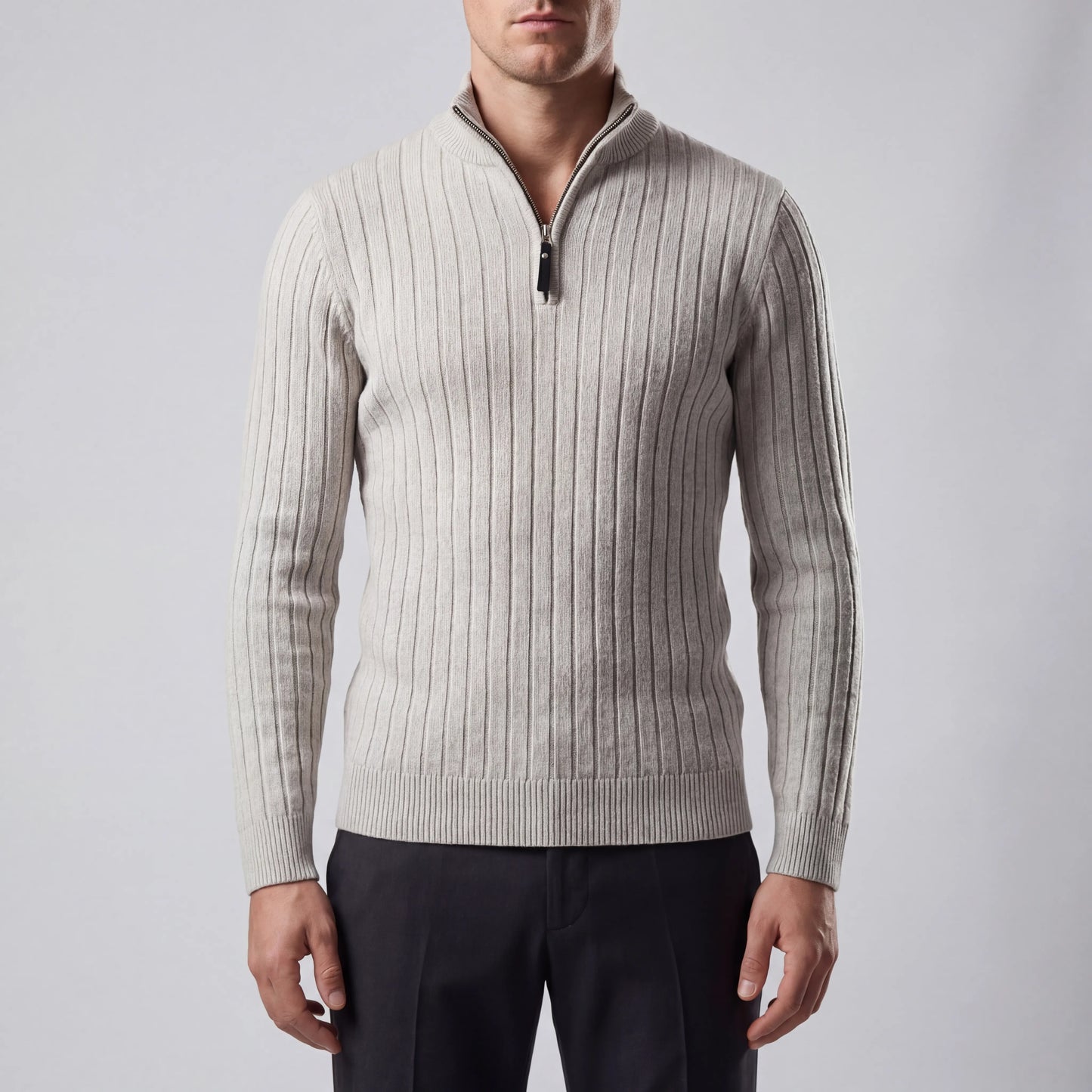 Halvrik - Half-Zip Ribbed Knit Sweater