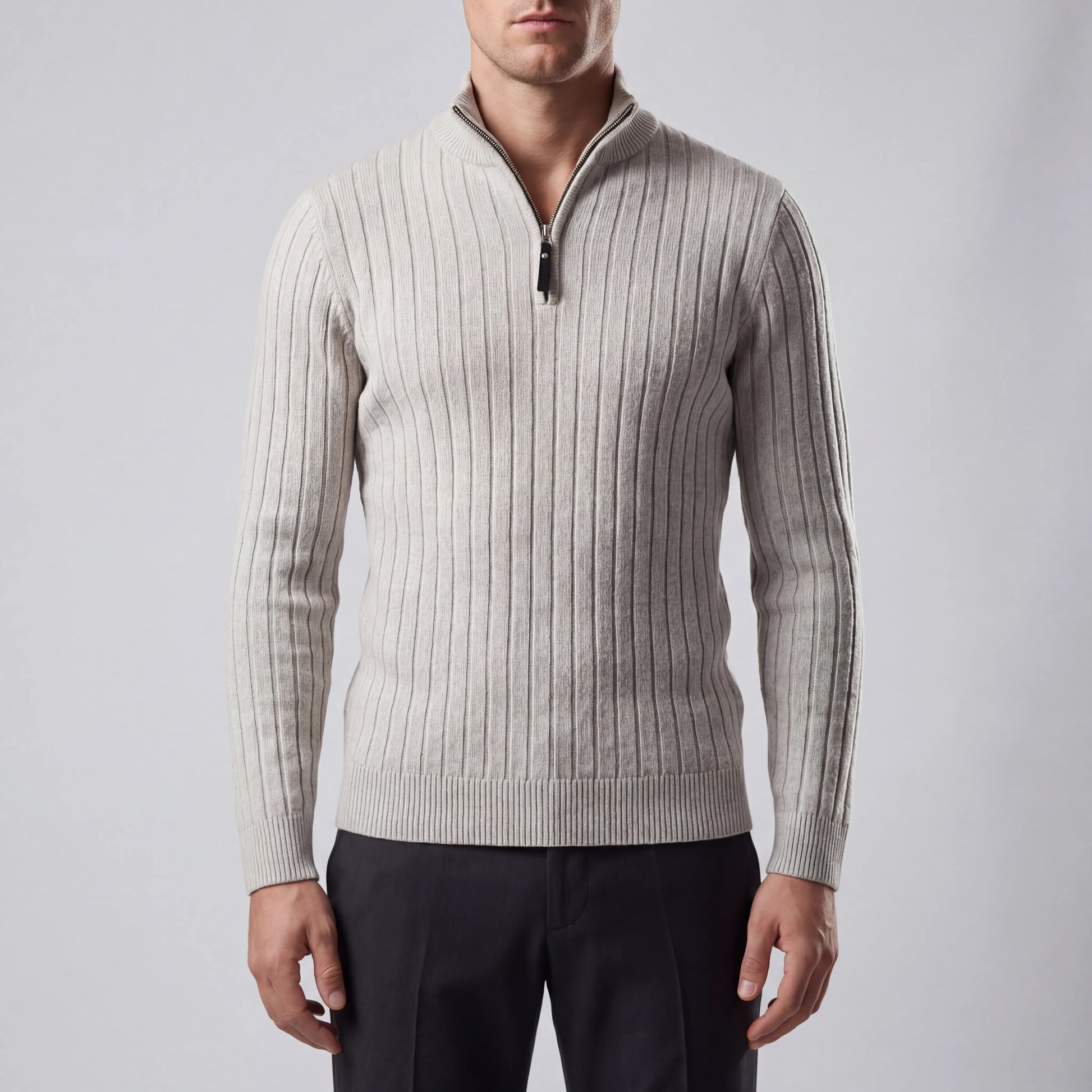 Halvrik - Half-Zip Ribbed Knit Sweater