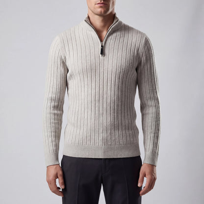 Halvrik - Half-Zip Ribbed Knit Sweater