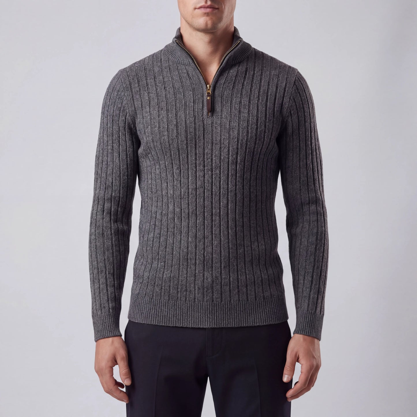 Halvrik - Half-Zip Ribbed Knit Sweater