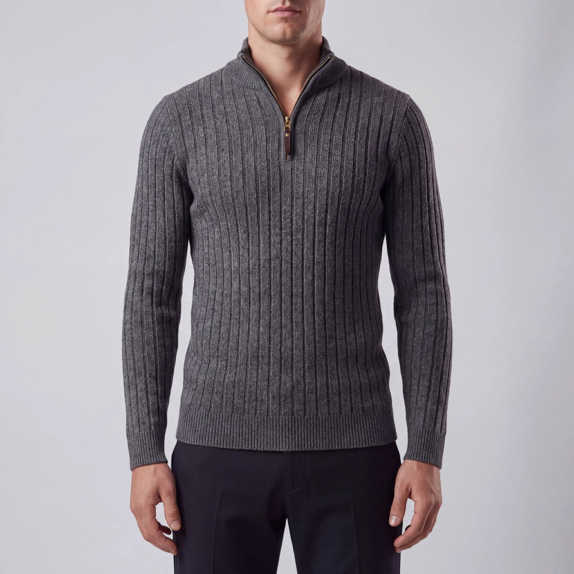 Halvrik - Half-Zip Ribbed Knit Sweater