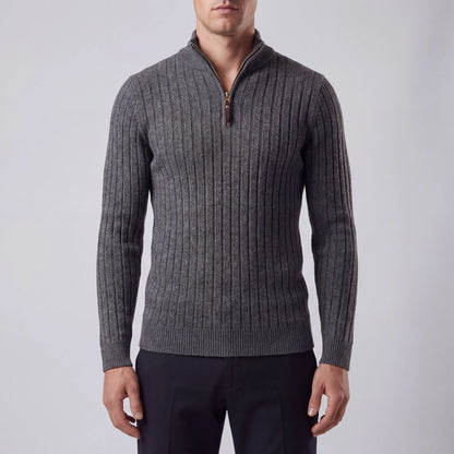 Halvrik - Half-Zip Ribbed Knit Sweater