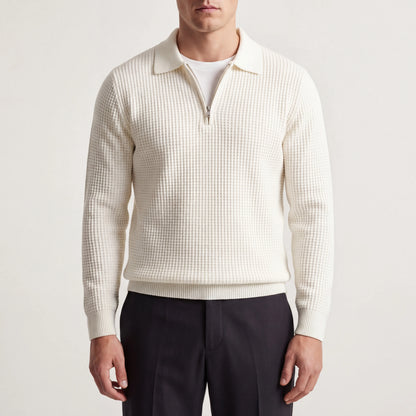 Halvrix - Half-Zip Collared Knit Sweater