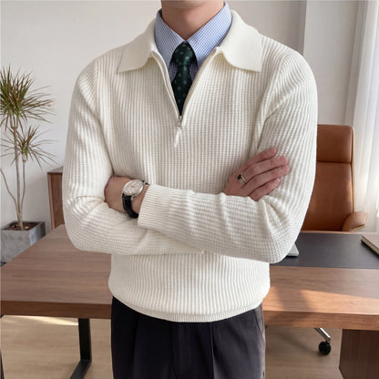 Halvrix - Half-Zip Collared Knit Sweater