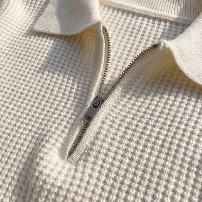 Halvrix - Half-Zip Collared Knit Sweater
