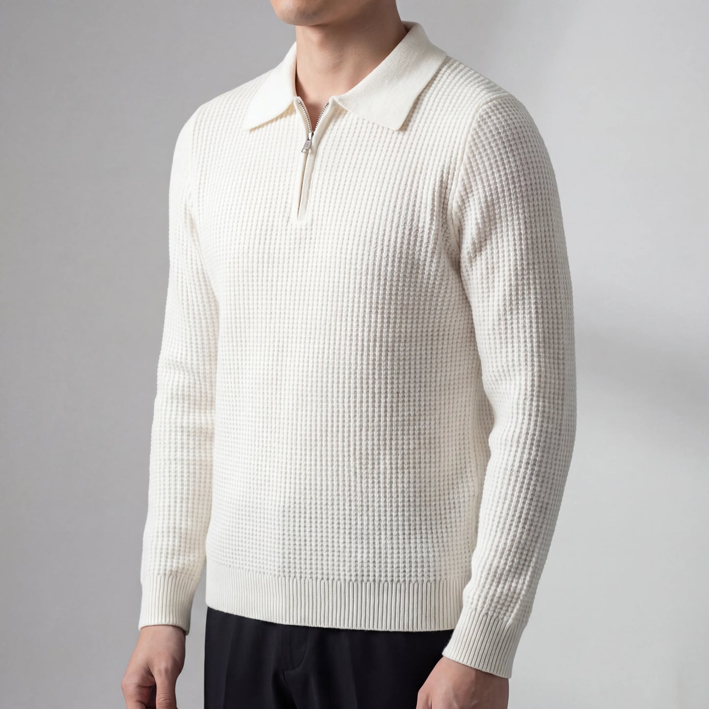 Halvrix - Half-Zip Collared Knit Sweater