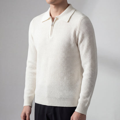 Halvrix - Half-Zip Collared Knit Sweater