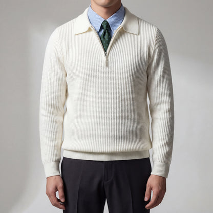 Halvrix - Half-Zip Collared Knit Sweater