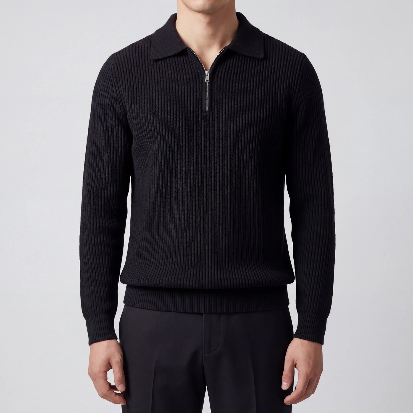 Halvrix - Half-Zip Collared Knit Sweater