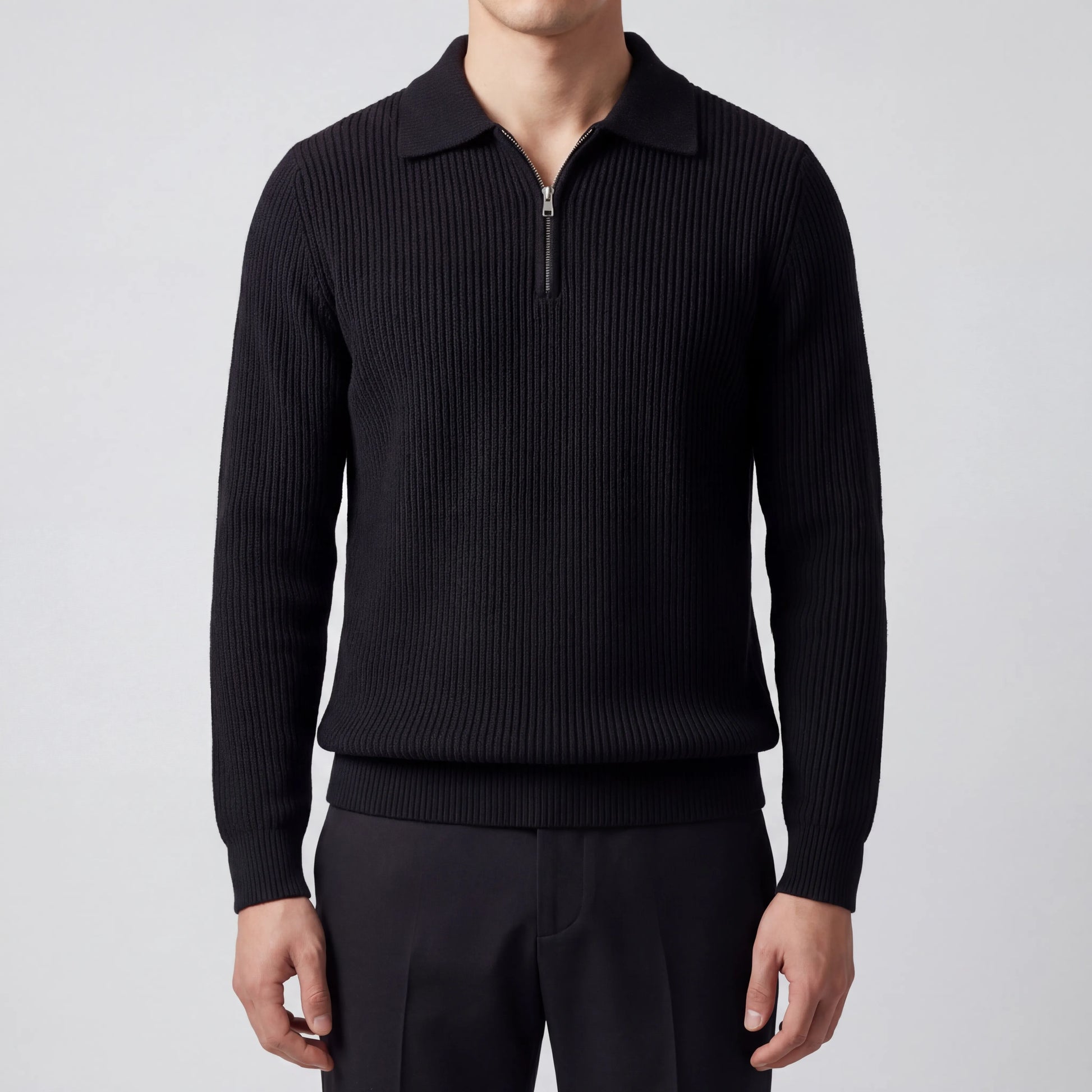 Halvrix - Half-Zip Collared Knit Sweater