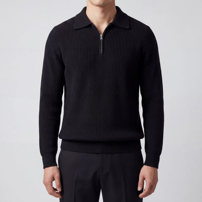 Halvrix - Half-Zip Collared Knit Sweater