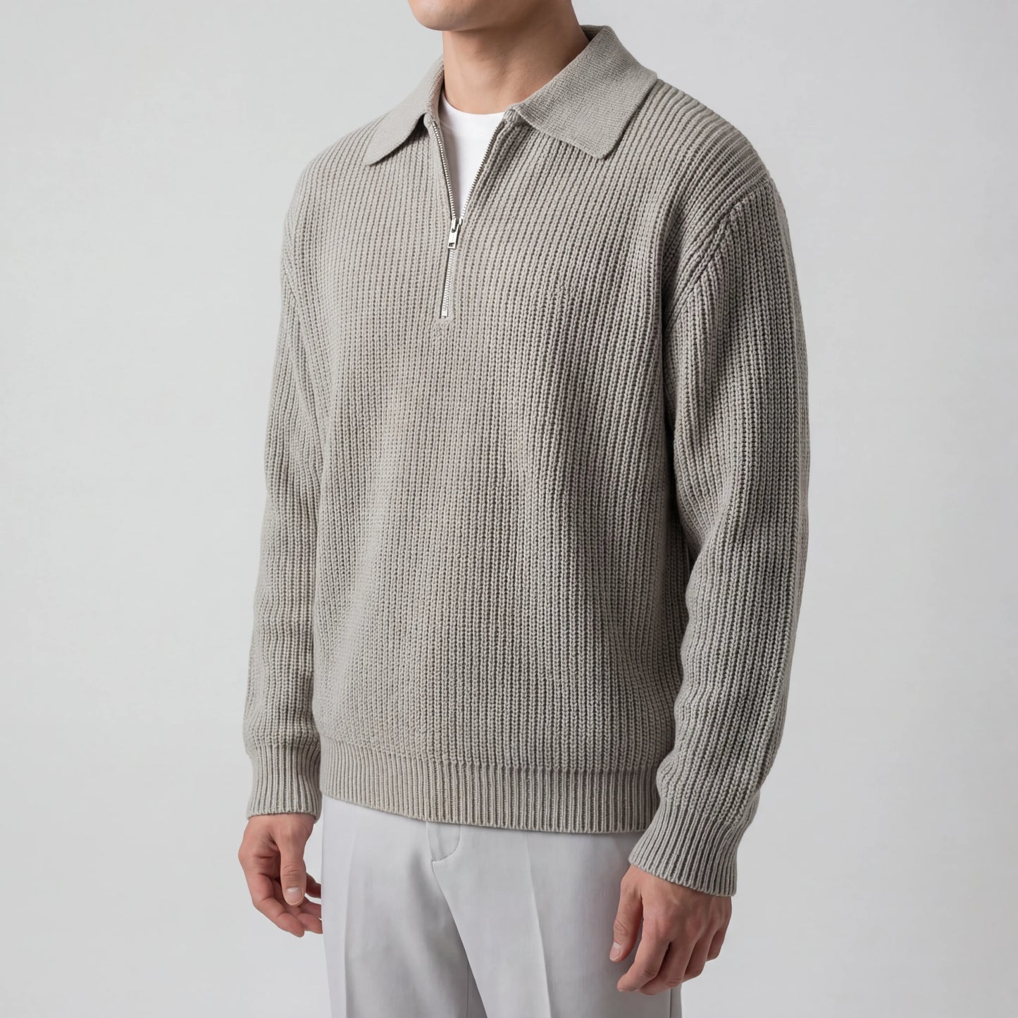 Halvzen - Half-Zip Collared Knit Sweater