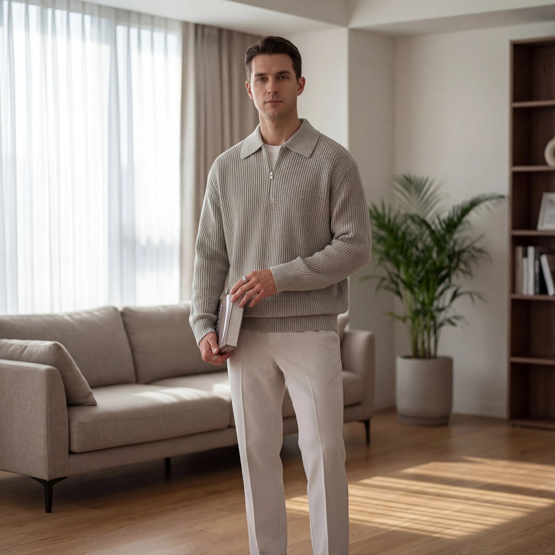 Halvzen - Half-Zip Collared Knit Sweater