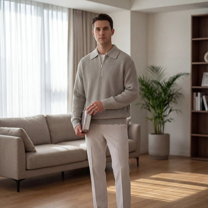Halvzen - Half-Zip Collared Knit Sweater