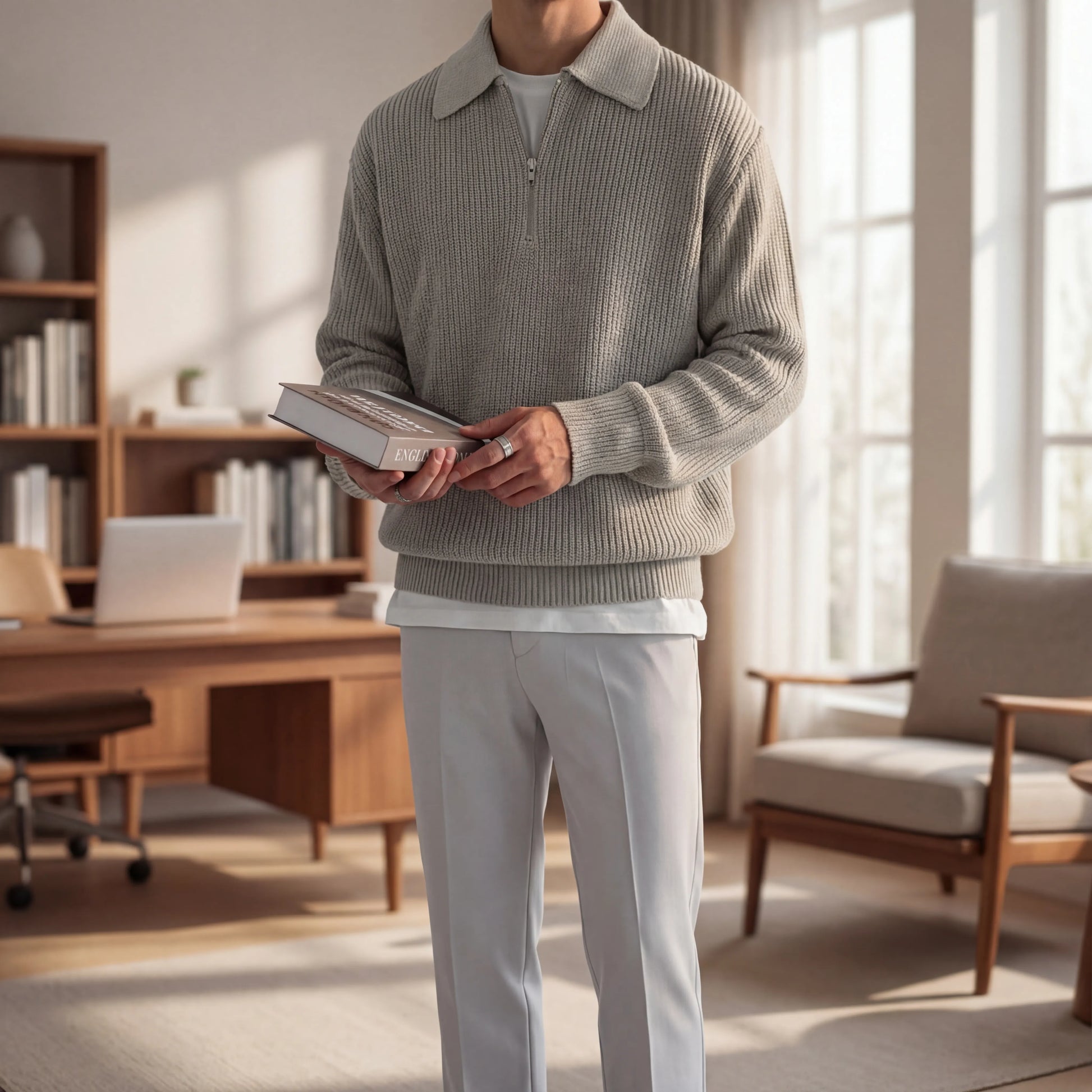 Halvzen - Half-Zip Collared Knit Sweater