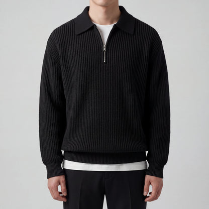 Halvzen - Half-Zip Collared Knit Sweater