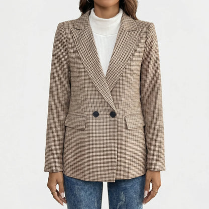 Houndelle | Houndstooth Lapel Collar Blazer