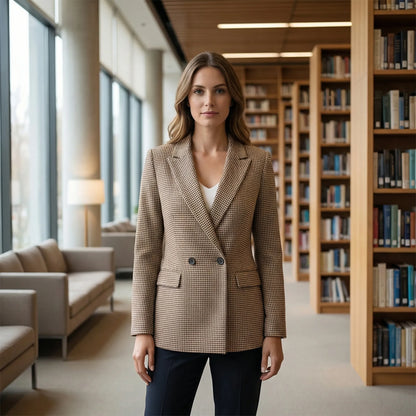Houndelle | Houndstooth Lapel Collar Blazer