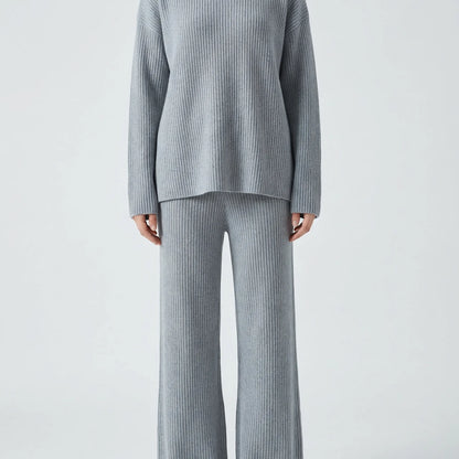 Knovelle - Ribbed Knit Sweater And Wide-Leg Trouser Set