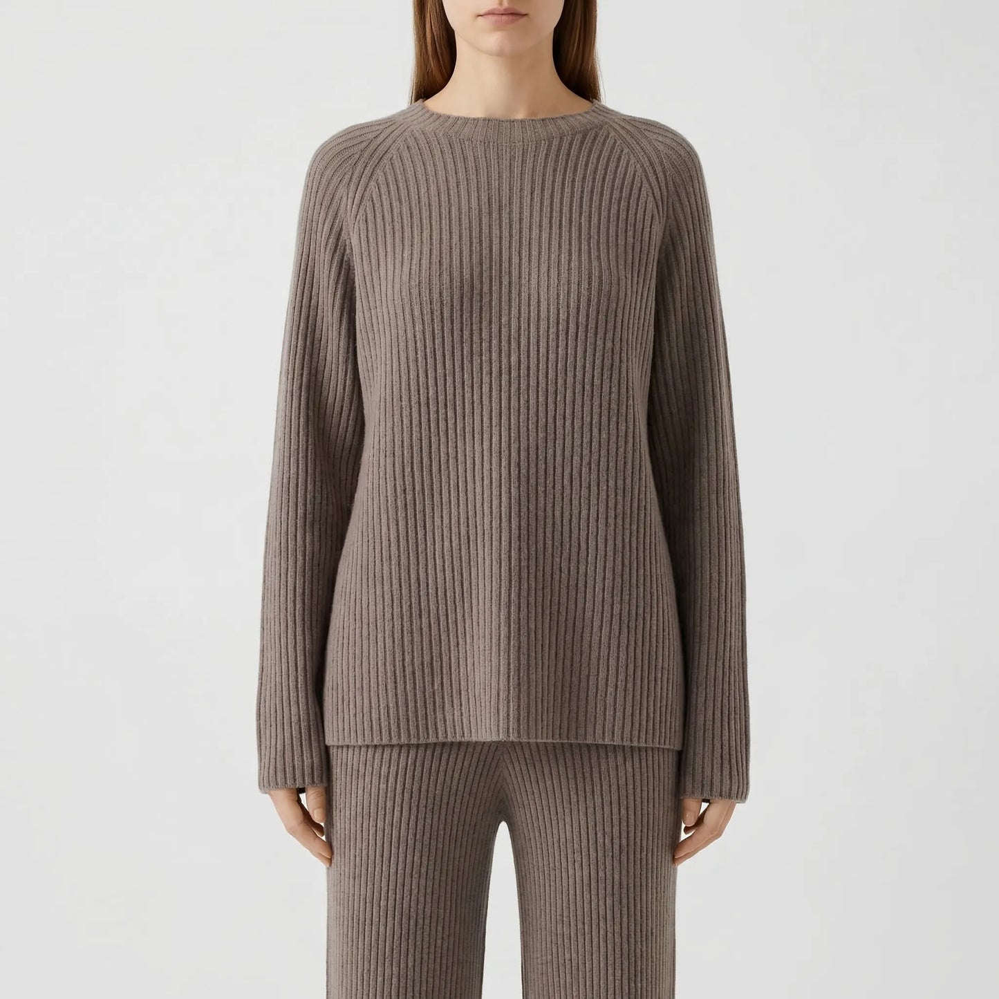 Knovelle - Ribbed Knit Sweater And Wide-Leg Trouser Set