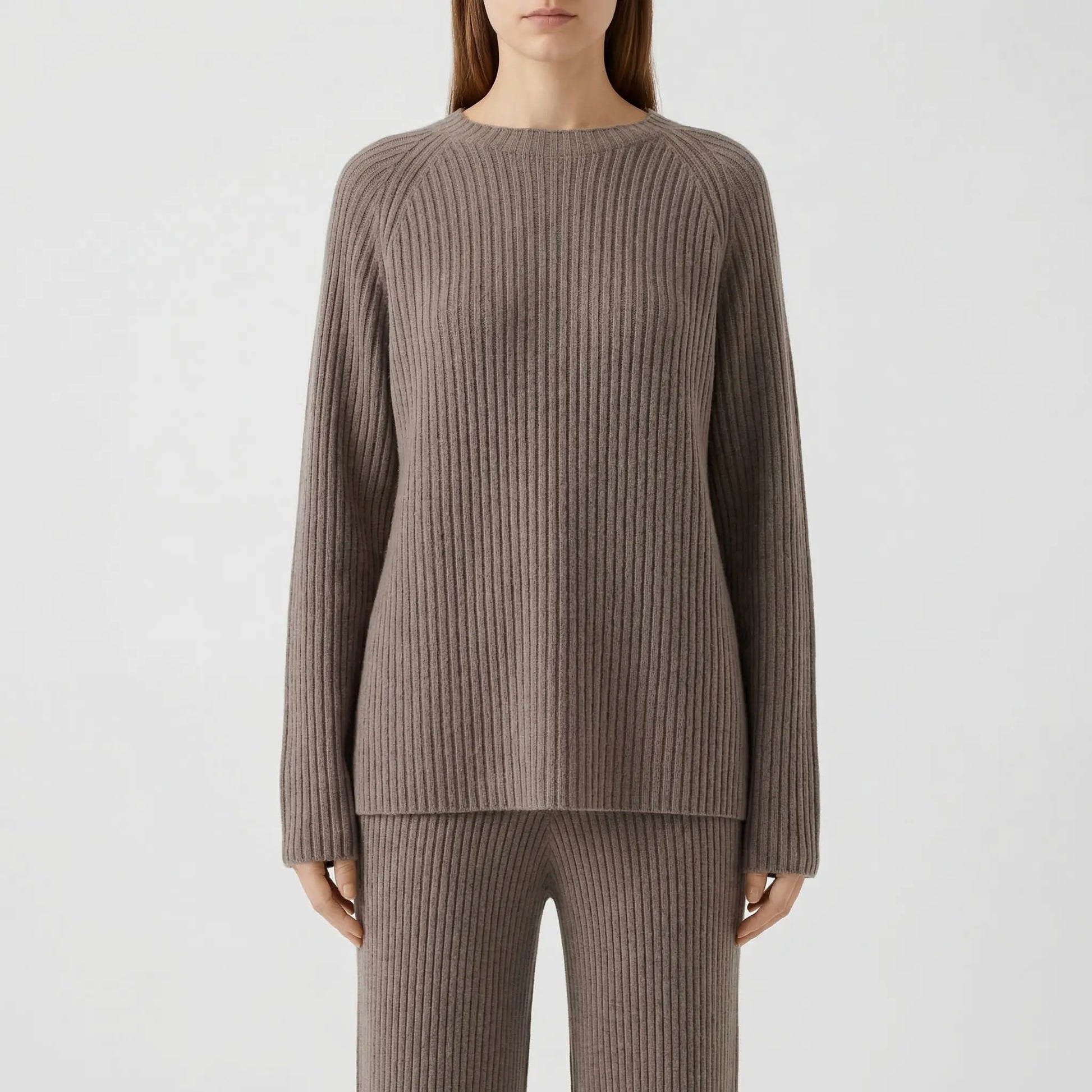 Knovelle - Ribbed Knit Sweater And Wide-Leg Trouser Set