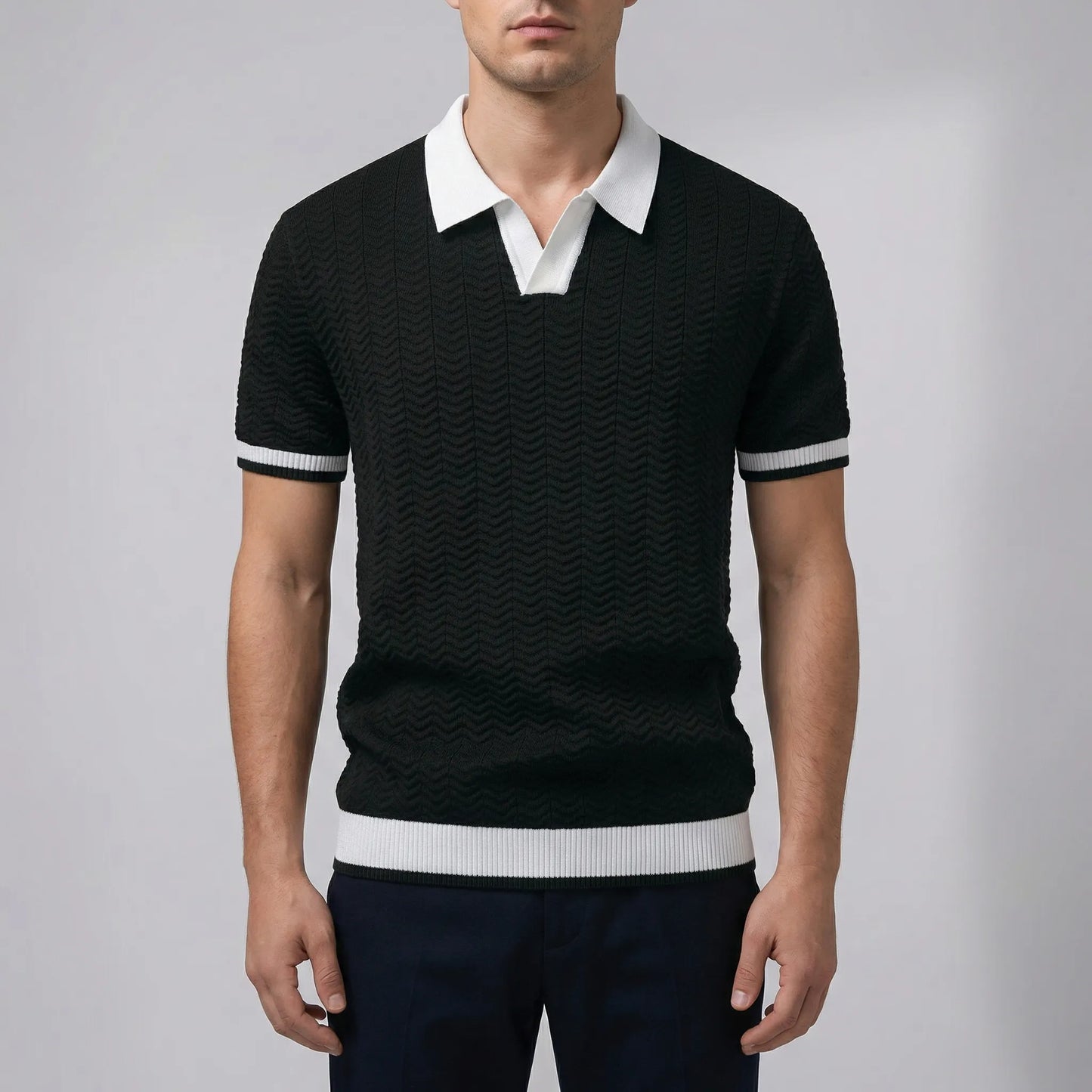 Kolvero - Textured Knit Short Sleeve Polo
