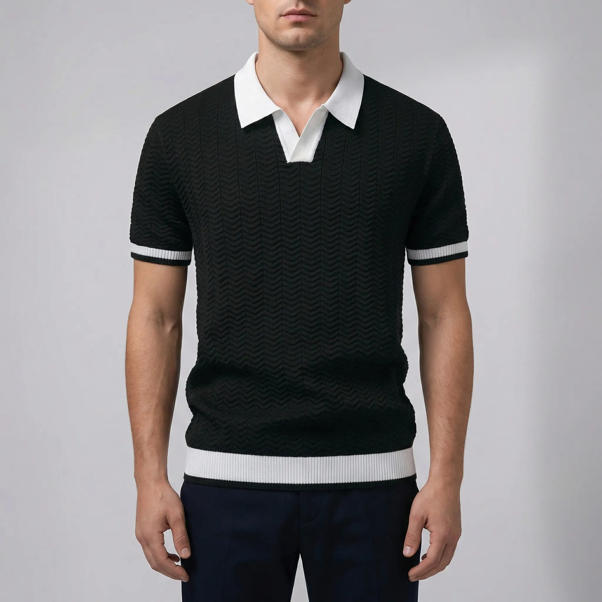 Kolvero - Textured Knit Short Sleeve Polo