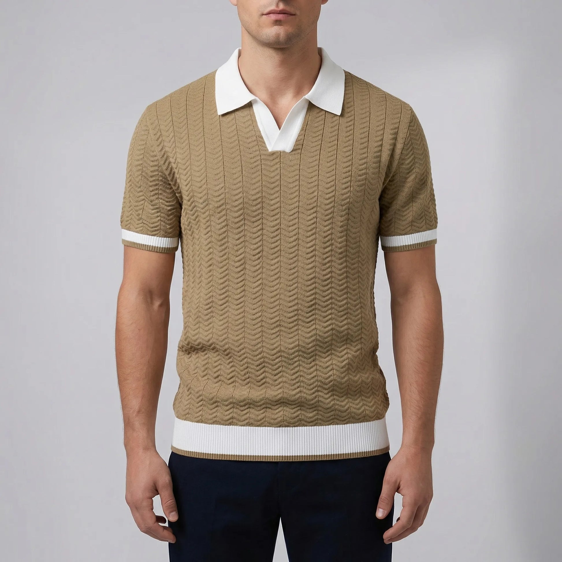 Kolvero - Textured Knit Short Sleeve Polo