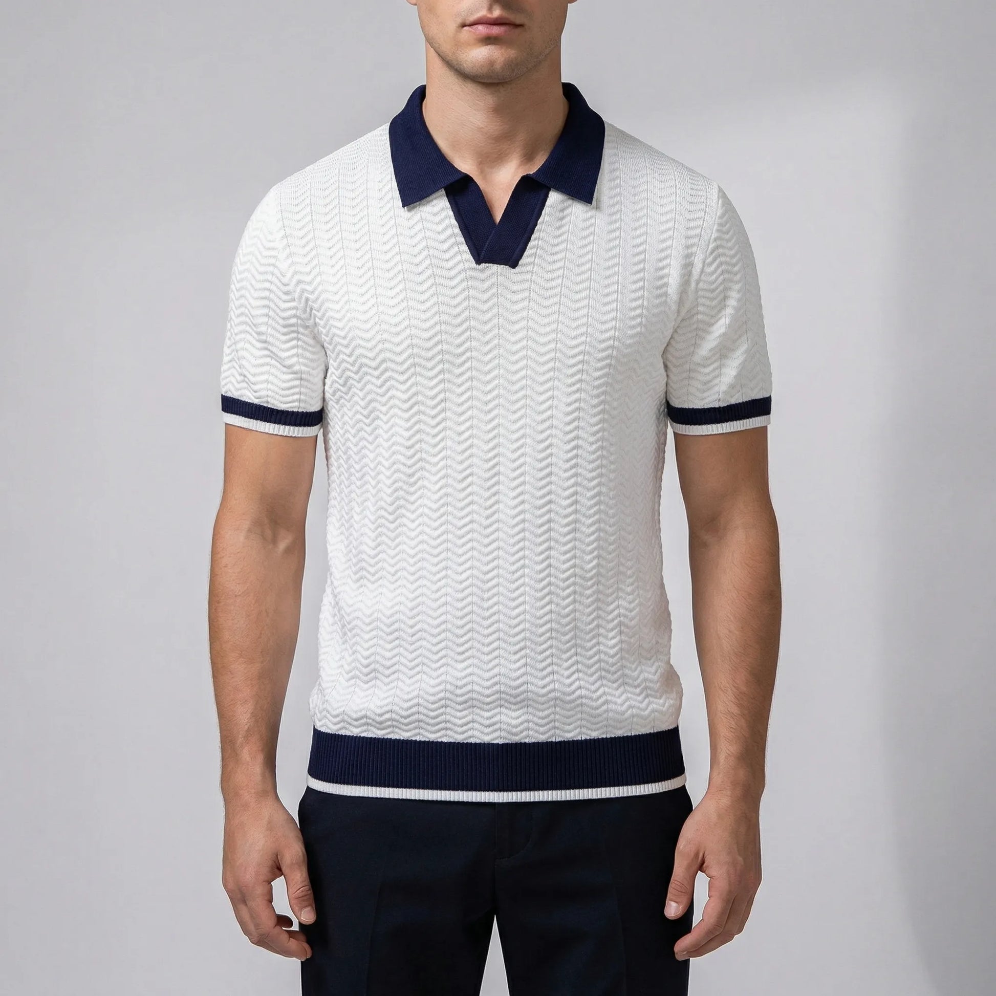Kolvero - Textured Knit Short Sleeve Polo