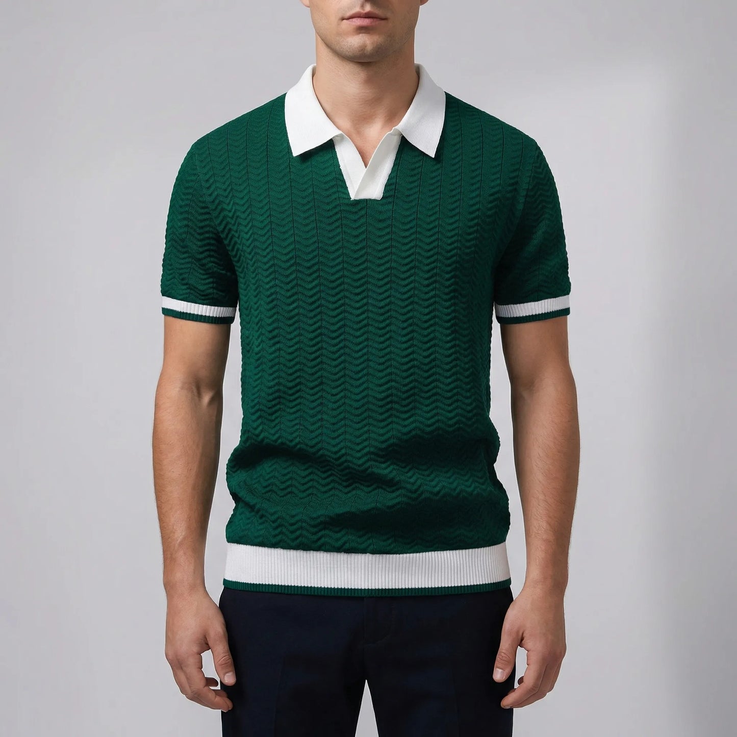 Kolvero - Textured Knit Short Sleeve Polo