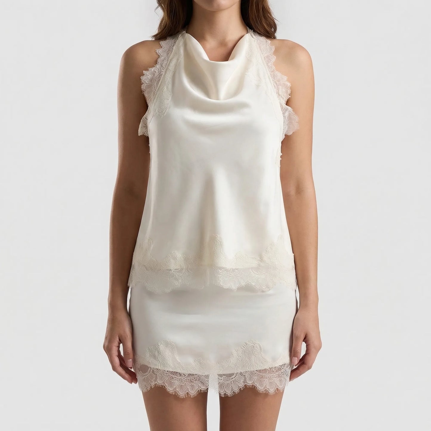 Lacette - Sleeveless Halter Mini Dress