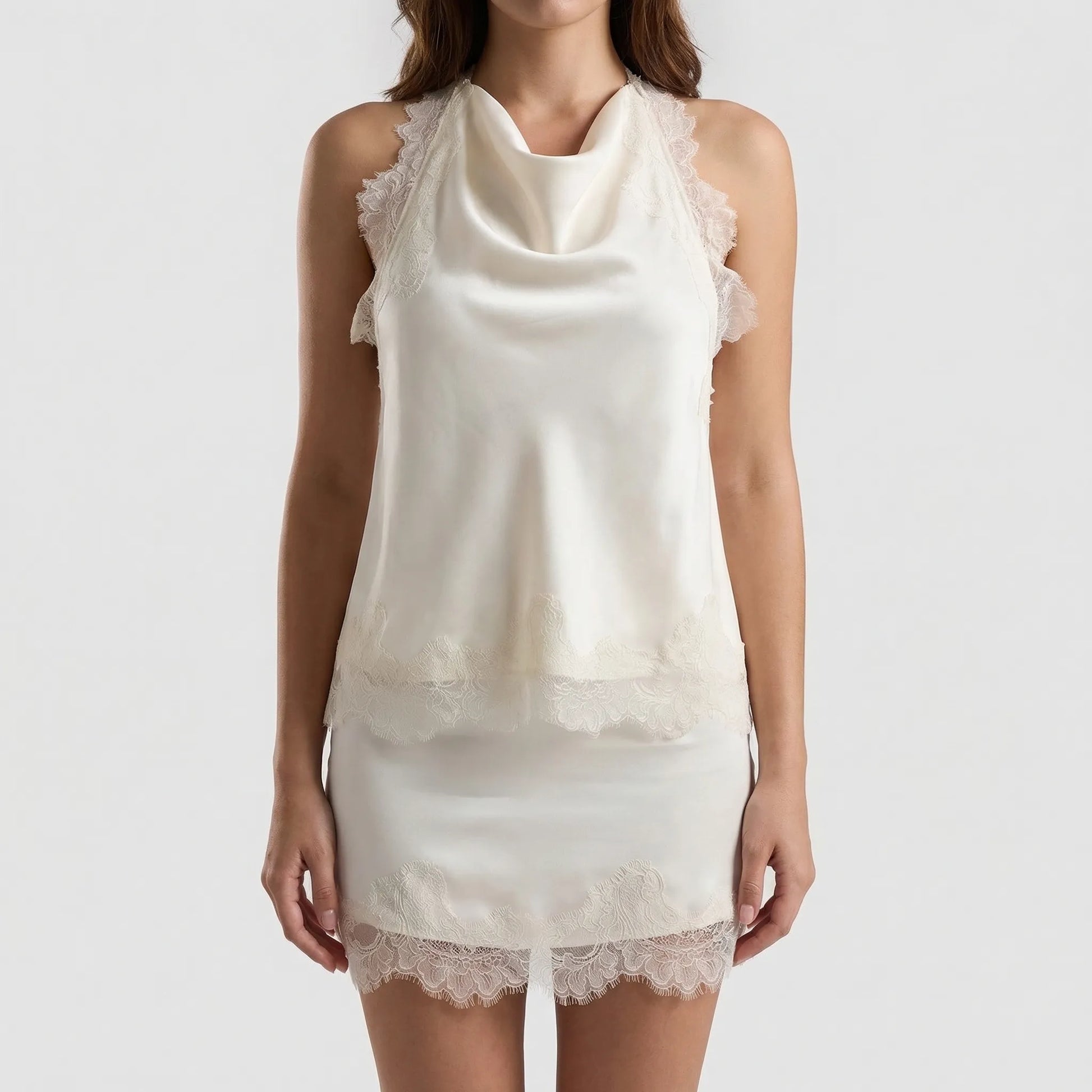 Lacette - Sleeveless Halter Mini Dress