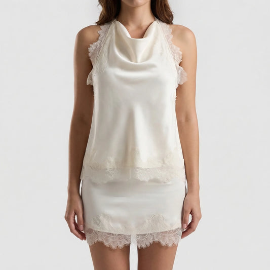 Lacette - Sleeveless Halter Mini Dress