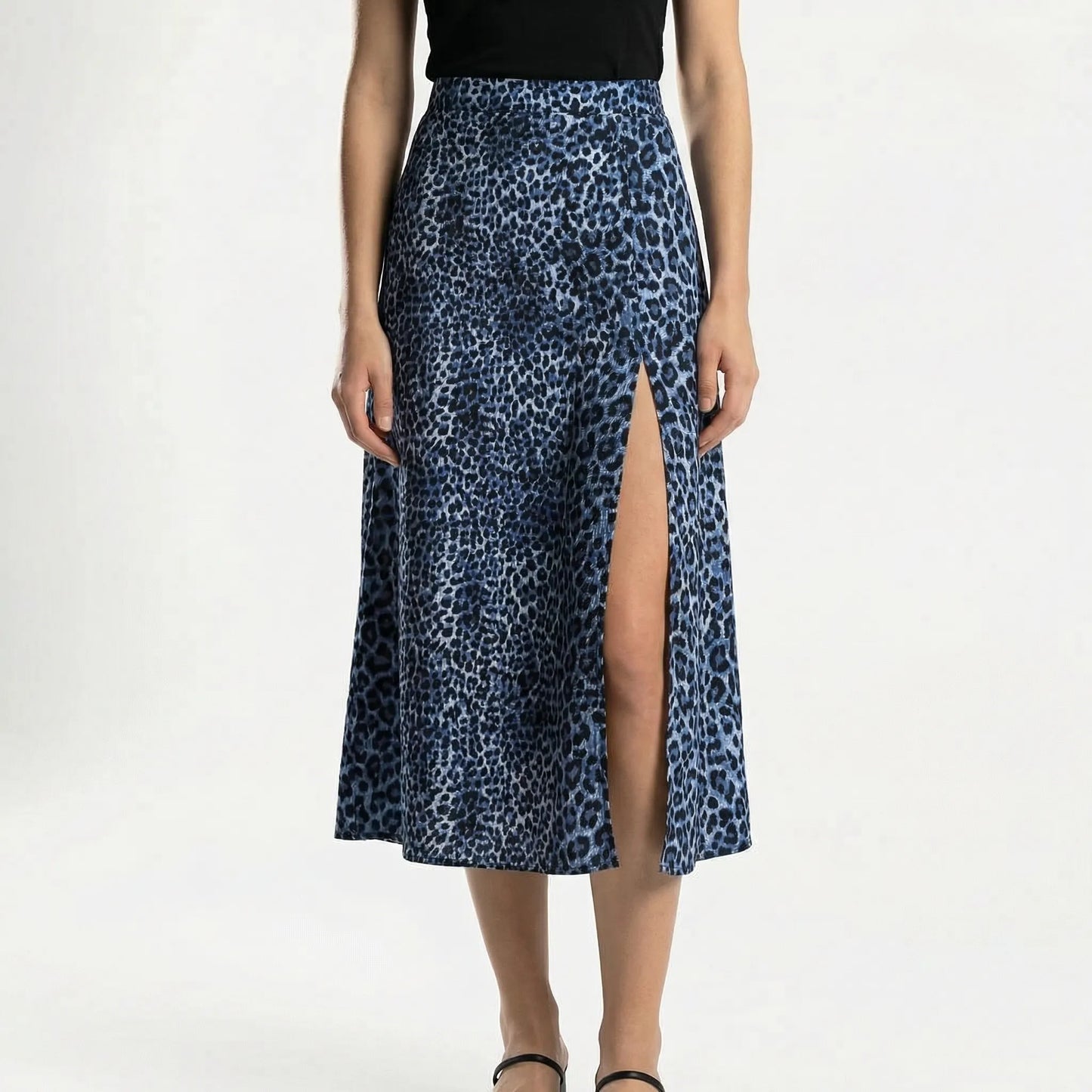 Leoprella | Knee-Length A-Line Leopard Print Skirt
