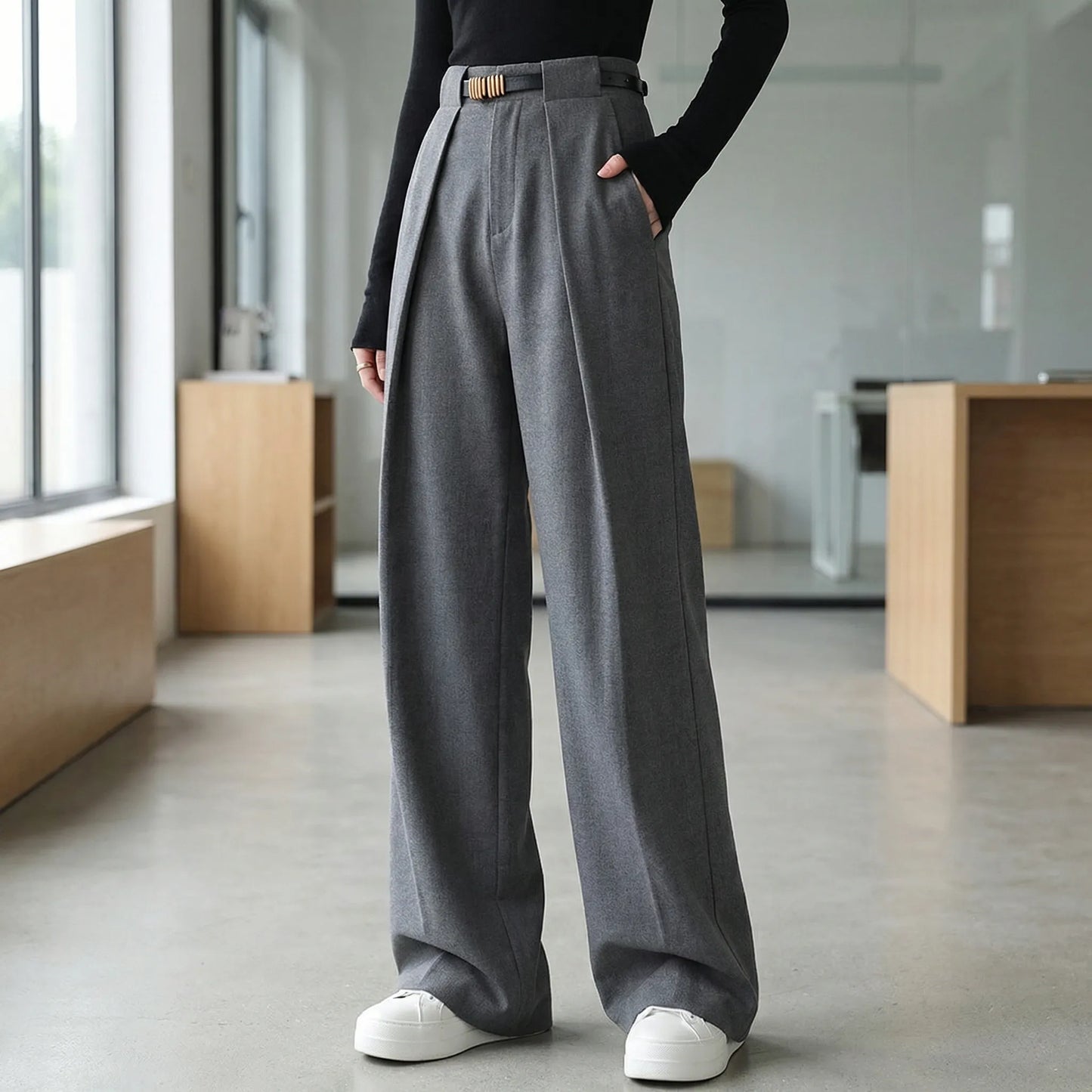 Linova | High-Waist Wide-Leg Tailored Trousers