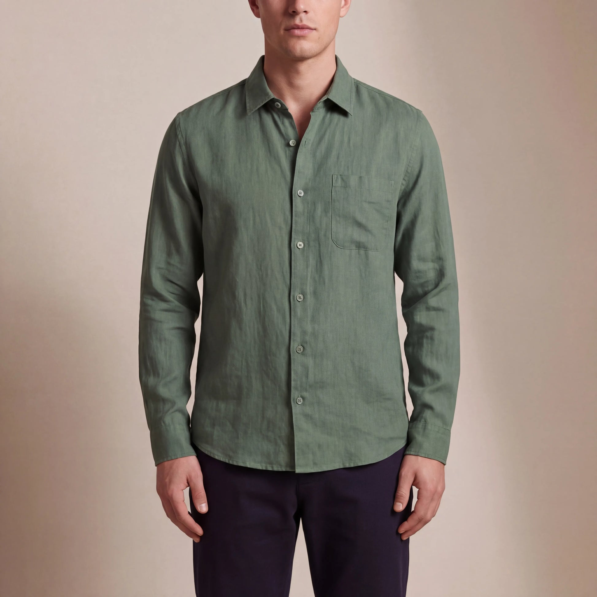 Linovu - Relaxed-Fit Long-Sleeve Button-Front Shirt