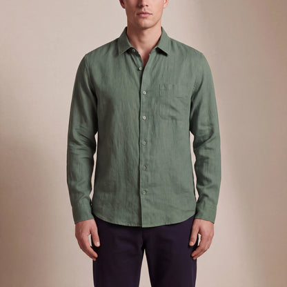 Linovu - Relaxed-Fit Long-Sleeve Button-Front Shirt