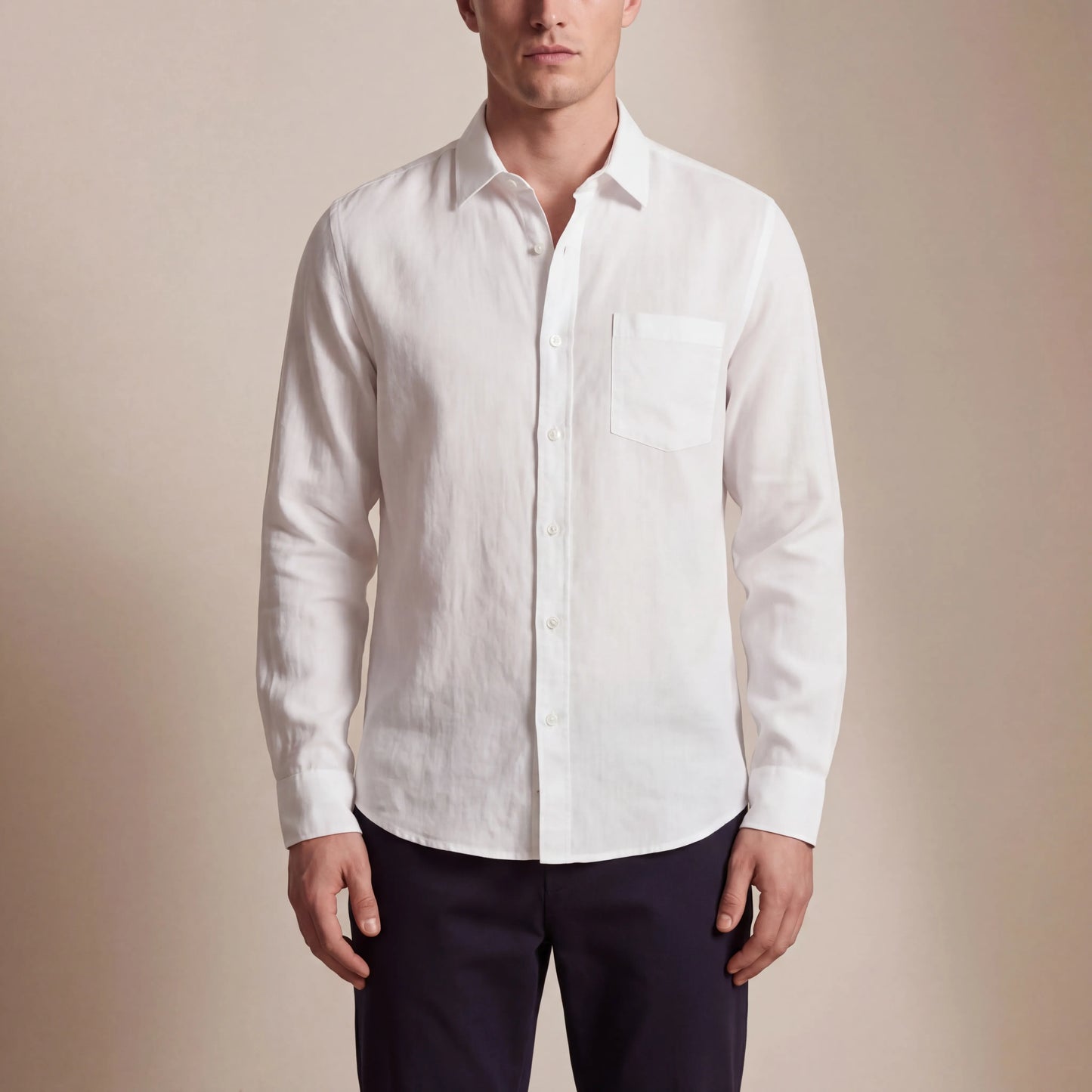 Linovu - Relaxed-Fit Long-Sleeve Button-Front Shirt