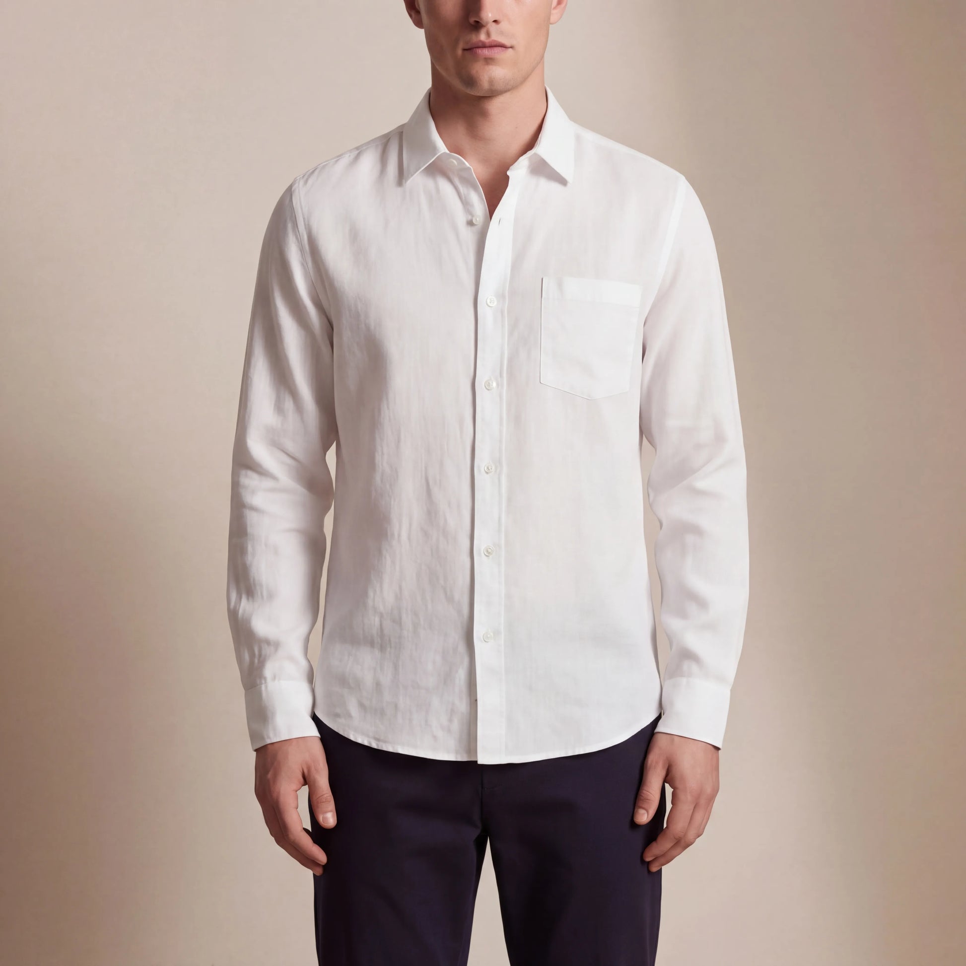 Linovu - Relaxed-Fit Long-Sleeve Button-Front Shirt