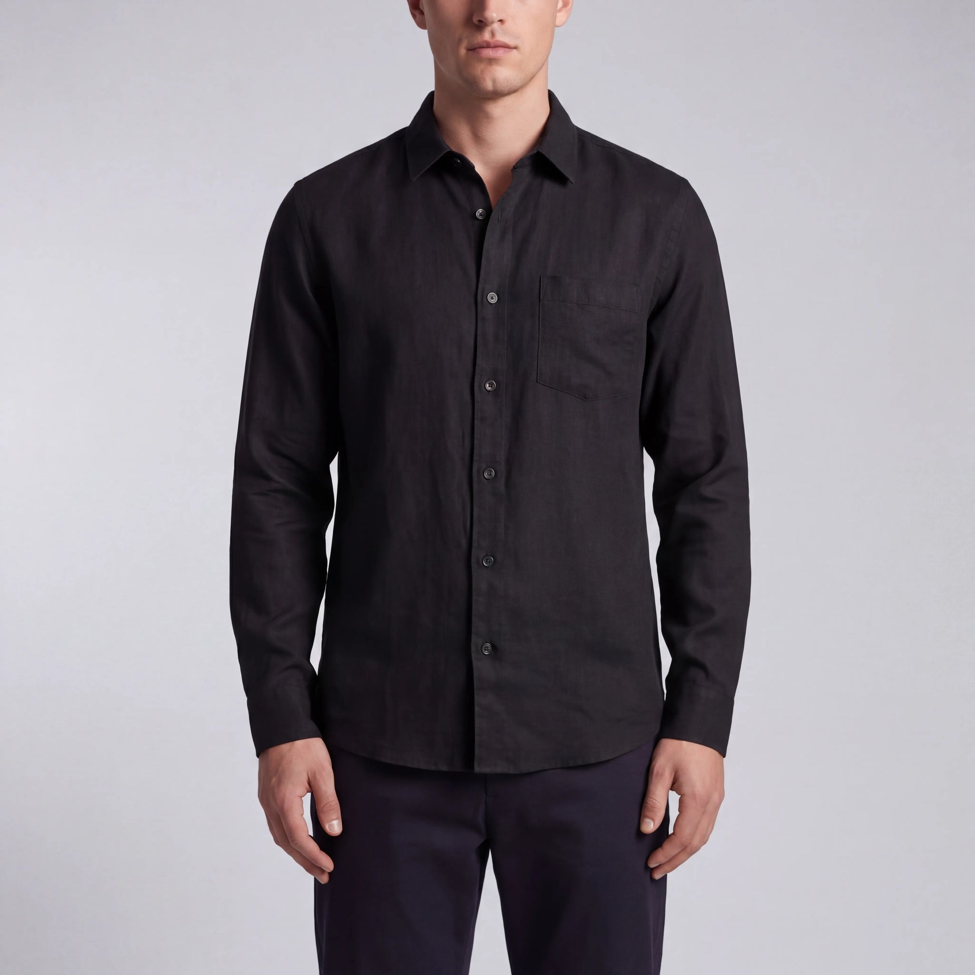 Linovu - Relaxed-Fit Long-Sleeve Button-Front Shirt